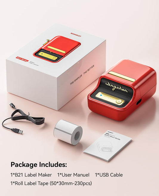 NIIMBOT B21 • Red + Free roll of labels