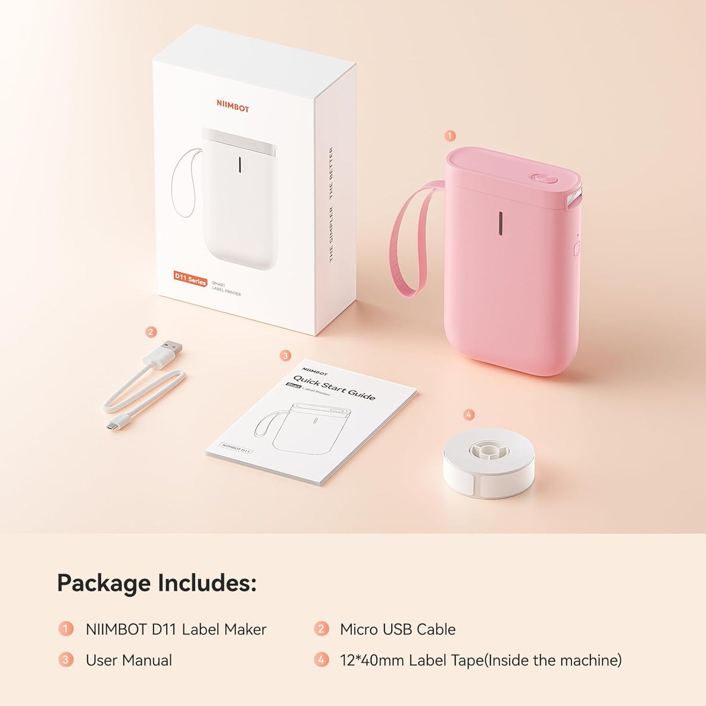 NIIMBOT D11 • Pink + Free roll of labels