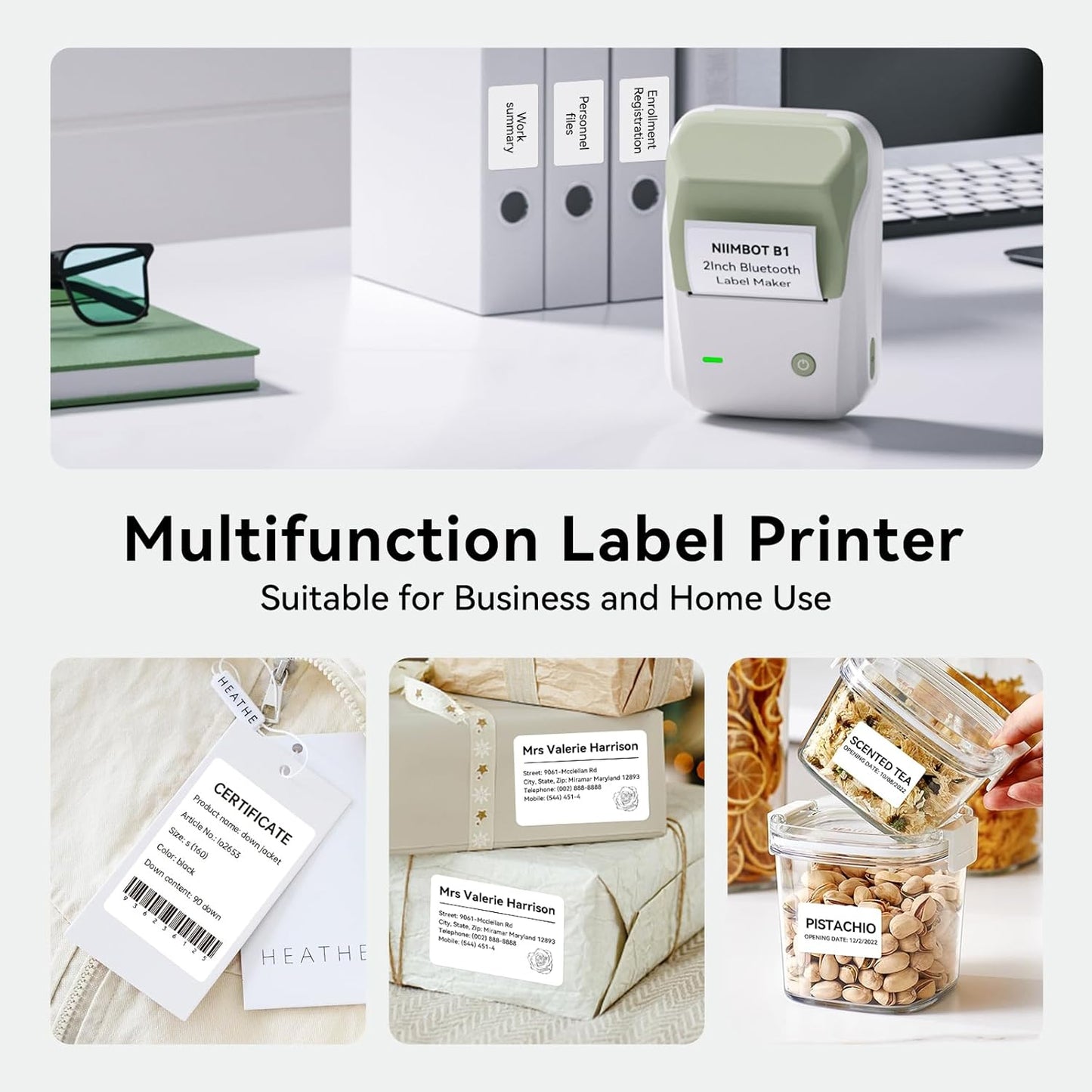 NIIMBOT B1 • Grey White + Free roll of labels