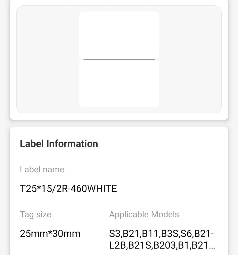 NIIMBOT • 2.5cm x 1.5cm • 460 labels • B1 / B21 / B3S