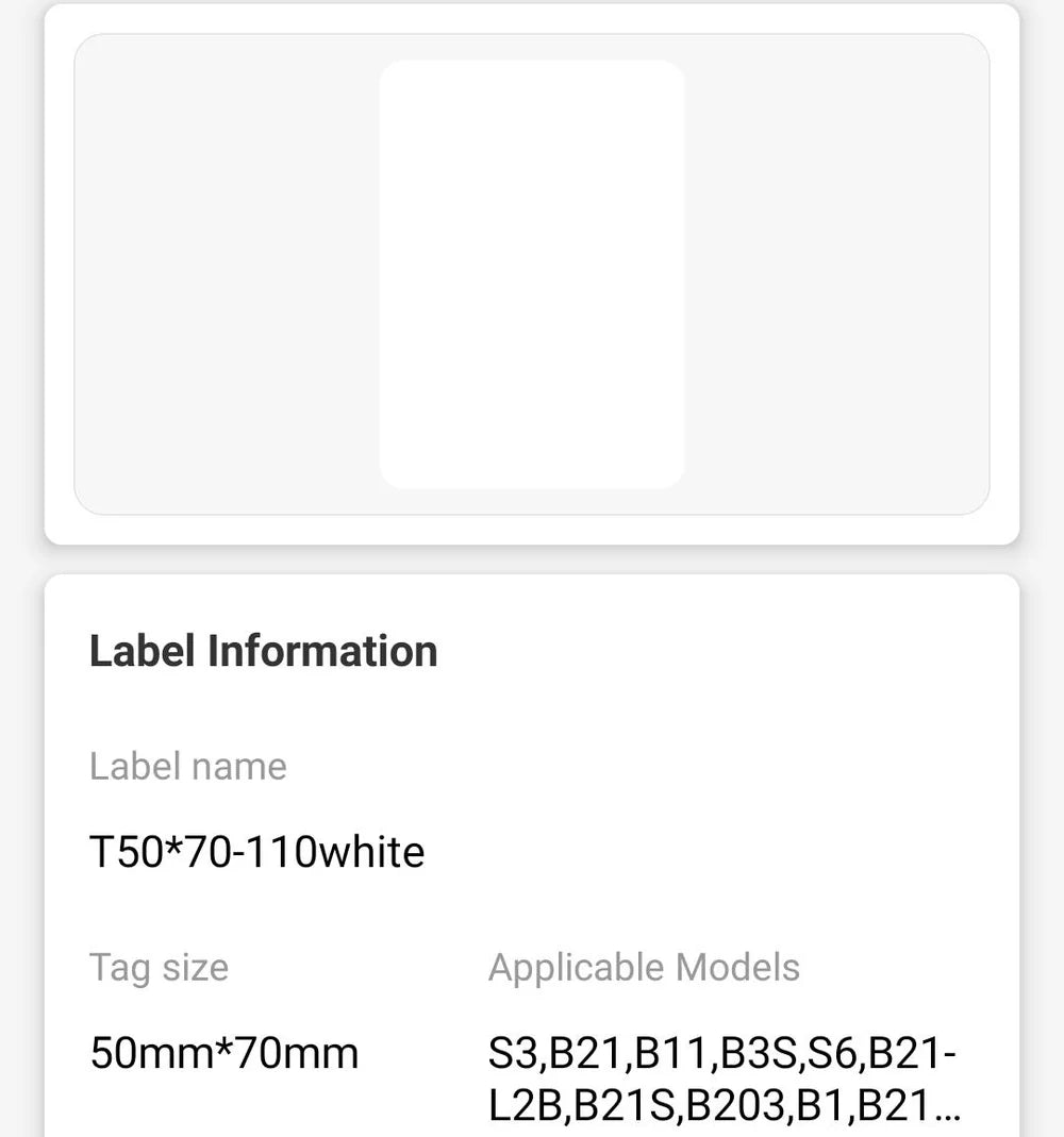 NIIMBOT • 5cm x 7cm • 110 labels • B1 / B21 / B3S