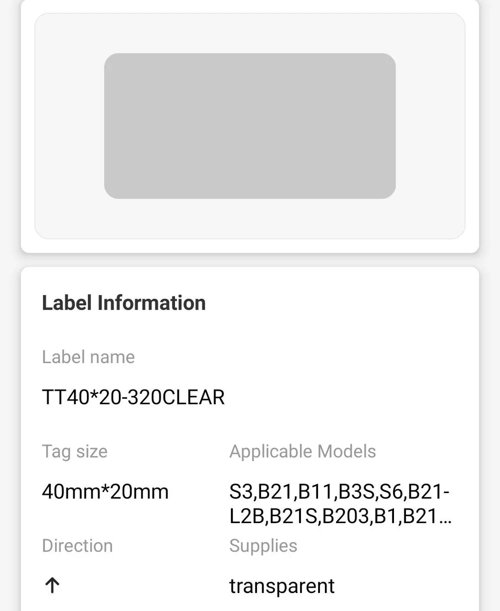 NIIMBOT • 4cm x 2cm • Transparent • 320 labels • B1 / B21 / B3S