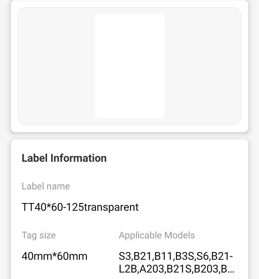 NIIMBOT • 4cm x 6cm • Transparent • 125 labels • B1 / B21 / B3S