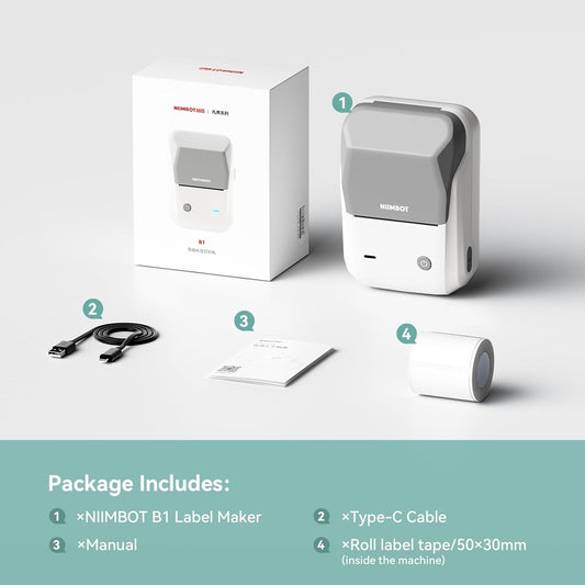 NIIMBOT B1 • Grey White + Free roll of labels