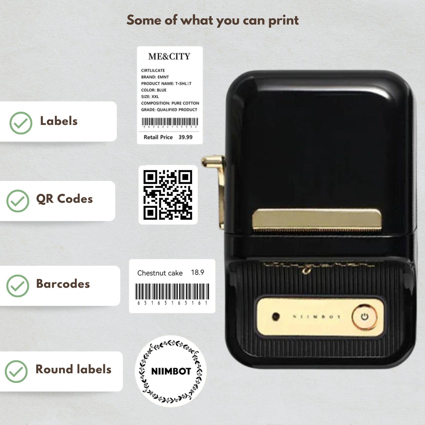 NIIMBOT B21 • Black + Free roll of labels