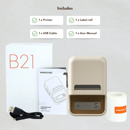 NIIMBOT B21 • Cream + Free roll of labels