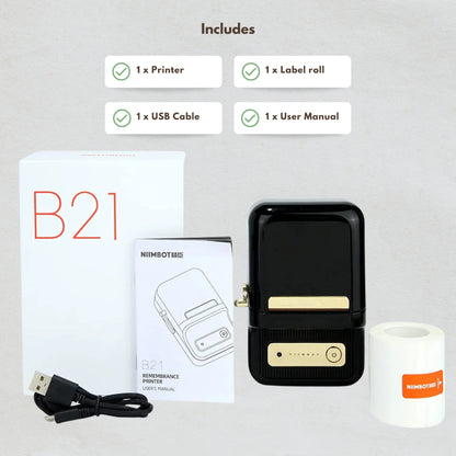 NIIMBOT B21 • Black + Free roll of labels