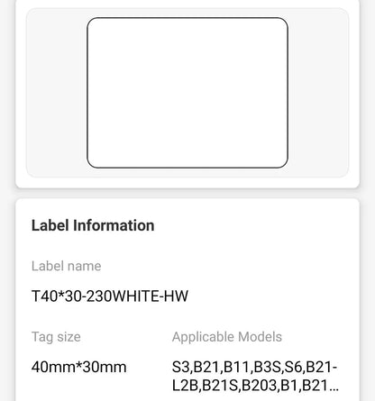 NIIMBOT • 4cm x 3cm • 230 labels • B1 / B21 / B3S